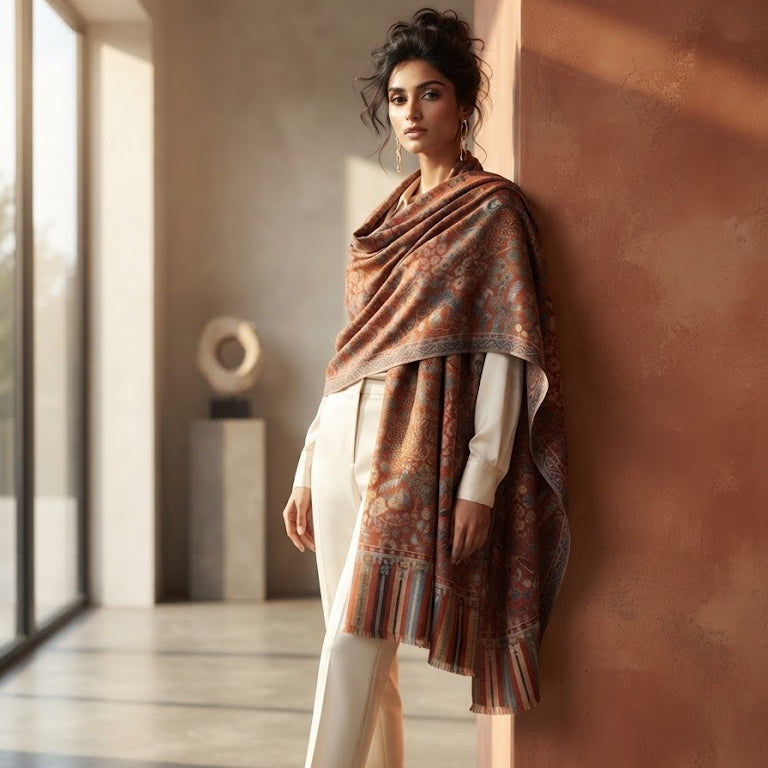 Maroon Kani Stole