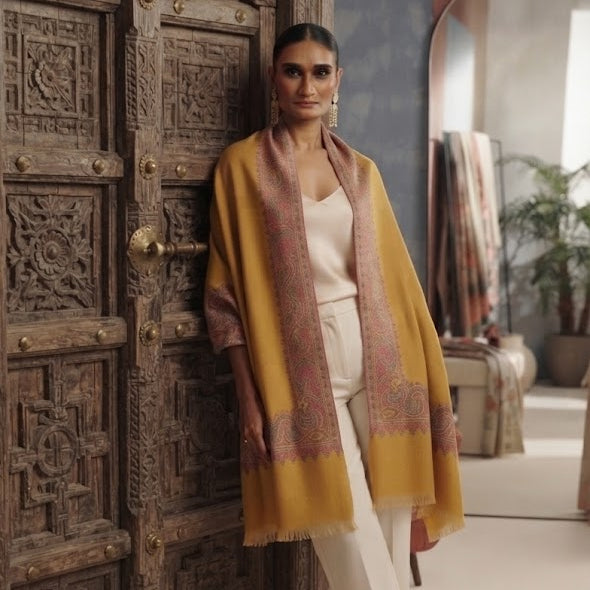 Kani Shawl in yellow