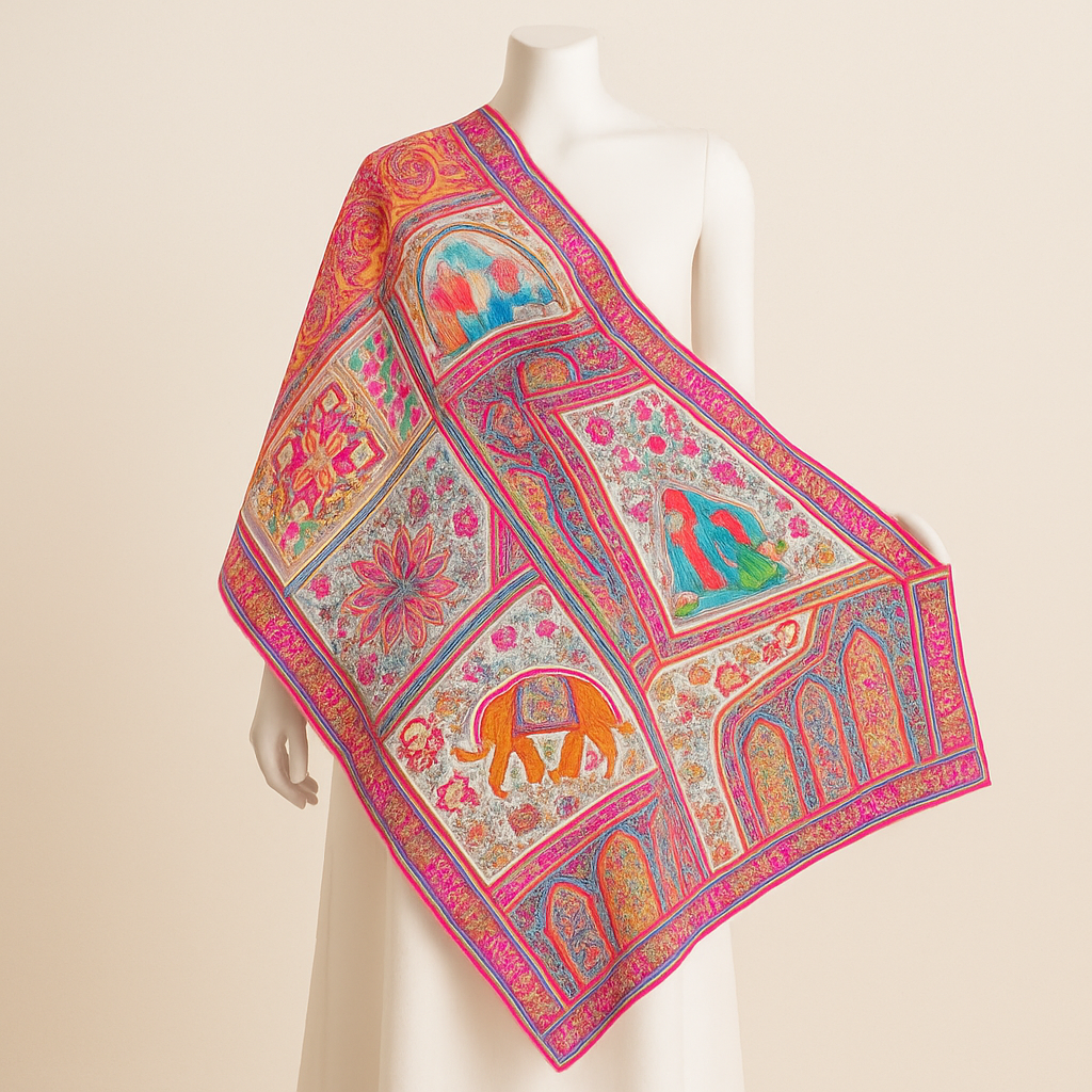 Multicolour Kashmiri Handwoven Authentic Pashmina Shawl 
