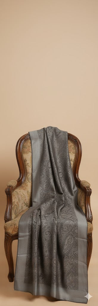 Beautiful Grey Shawl Draped on an Antique Chair