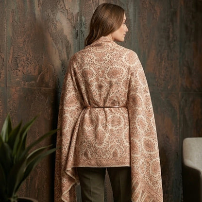 Cream Kani Wool Shawl - Diamond Trellis Design for Everyday Wear