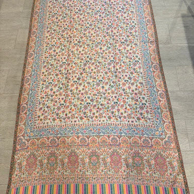 Cream and Powder Blue Kani Shawl