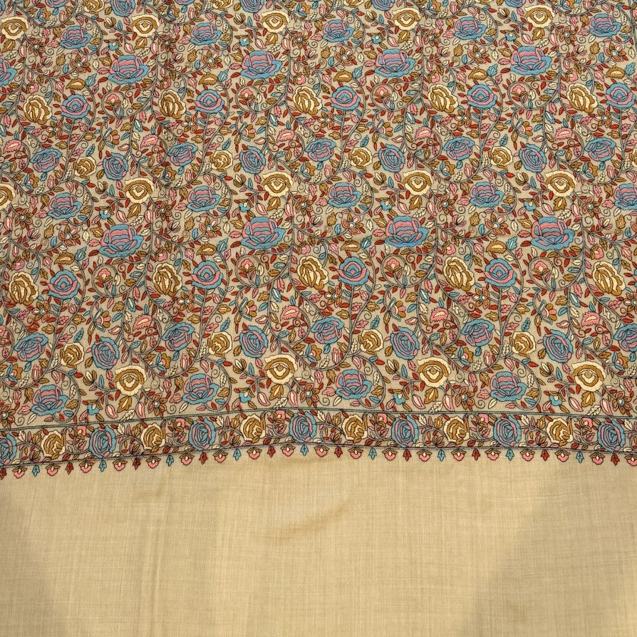 Floral patterned fabric on a light-colored surface