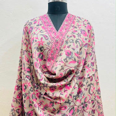 Magenta pink kani wool stole