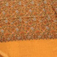 Mustard Yellow Sozni Jaal Embroidery Shawl