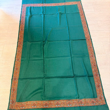 Green sozni border shawl
