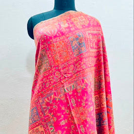 Pure Wool Kani Shawl in Magenta Pink  