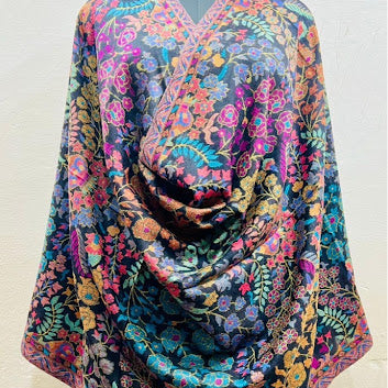 Black Multicolor Kani Wool Stole