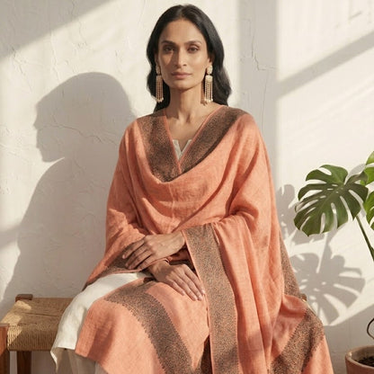Peach Kalamkari Shawl
