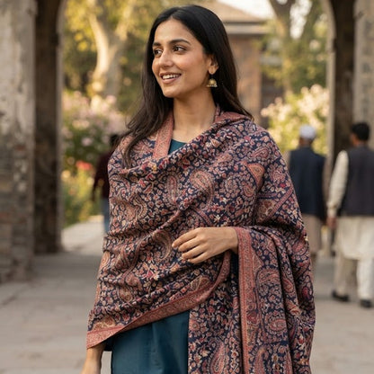 Midnight Navy bLue Kani Wool Shawl