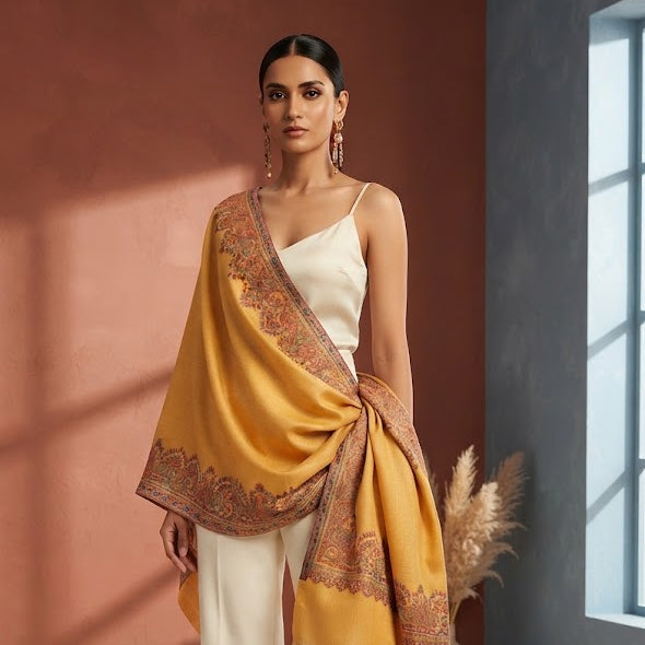 Kani Shawl in yellow