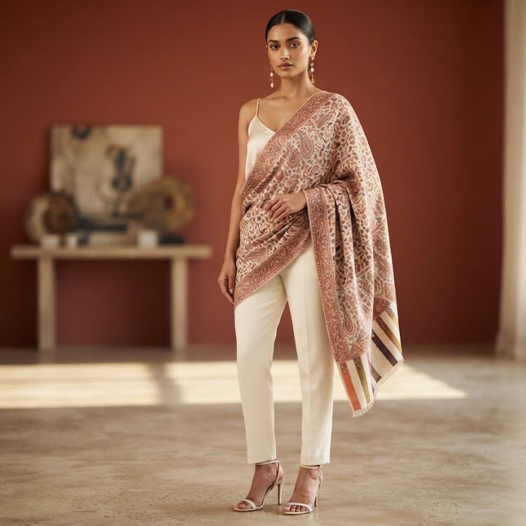 Cream Kani Wool Shawl