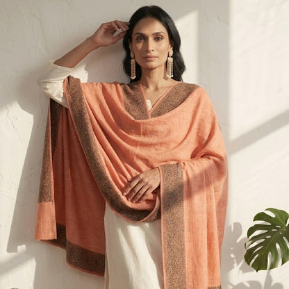 Peach Kalamkari Shawl