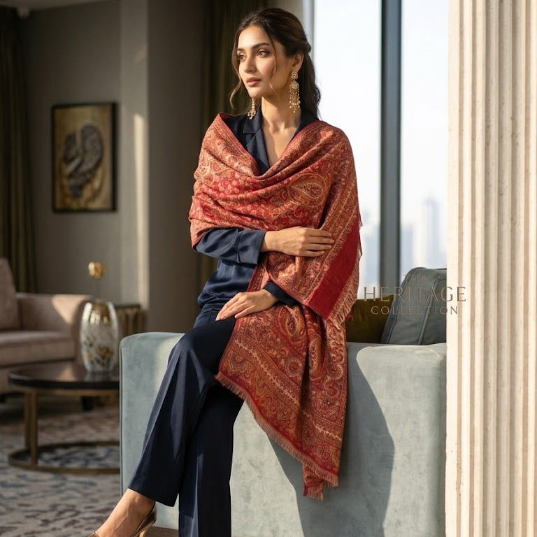 Kalamkari Kani Shawl in Pink