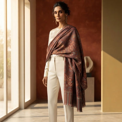 Maroon Kani Stole
