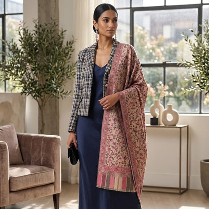 Magenta pink kani wool stole