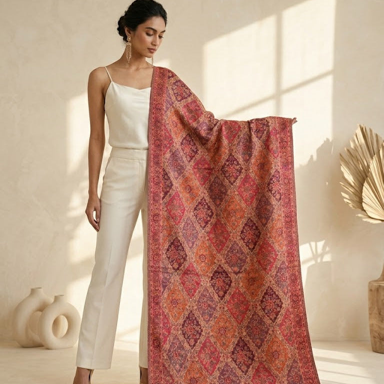 Pink Kalamkari Stole 