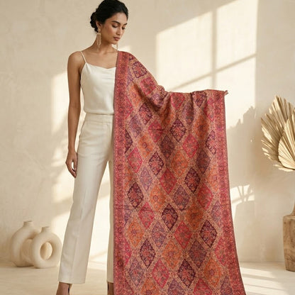 Pink Kalamkari Stole 