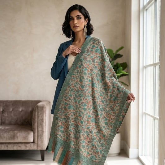 Turquoise Kani Wool Stole