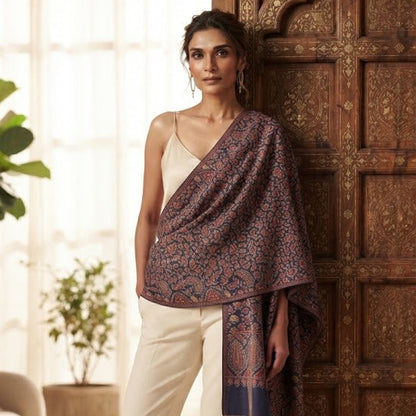 Midnight Navy bLue Kani Wool Shawl
