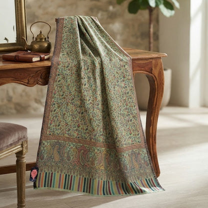 Mint and rose kani shawl
