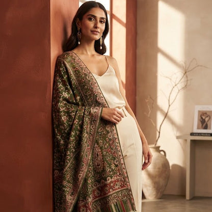 Olive Green Kani Shawl