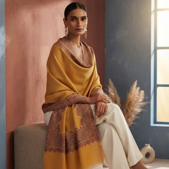 Kani Shawl in yellow