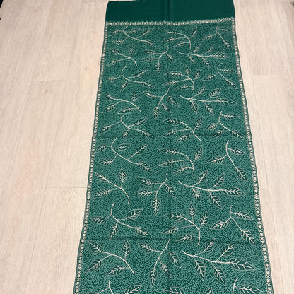 Green Nalki Wool Blend Stole - Embroidered Wrap for Everyday Wear