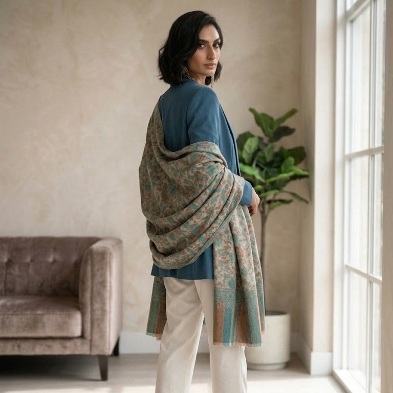 Turquoise Kani Wool Stole