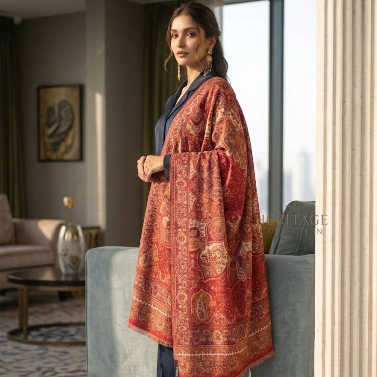 Kalamkari Kani Shawl in Pink