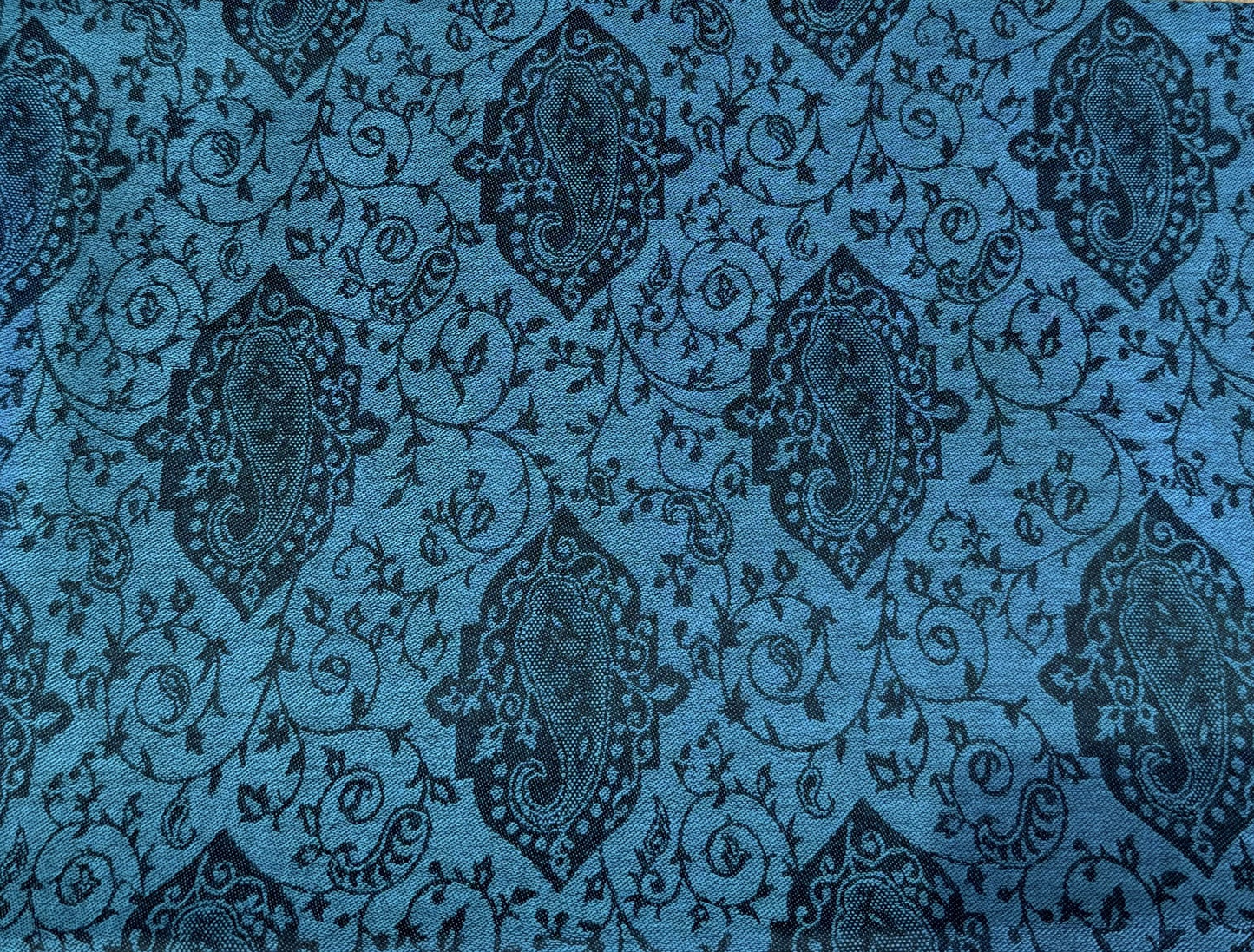 Blue faux Pashmina stole with black paisley pattern