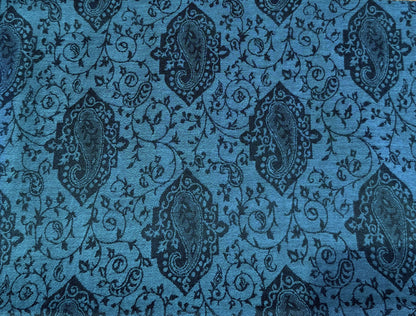 Blue faux Pashmina stole with black paisley pattern
