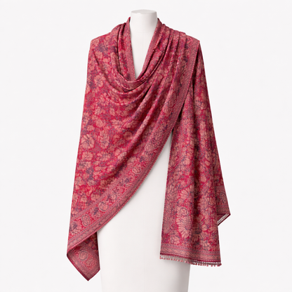 Kani Shawl in maroon on a female model