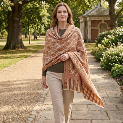 Cream Kani Wool Shawl - Diamond Trellis Design for Everyday Wear
