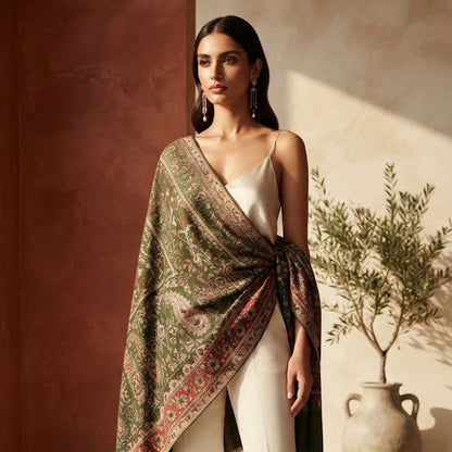 Olive Green Kani Shawl