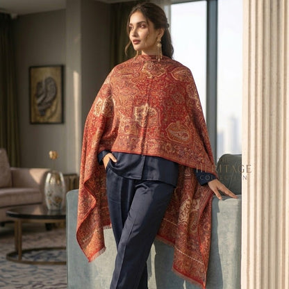 Kalamkari Kani Shawl in Pink