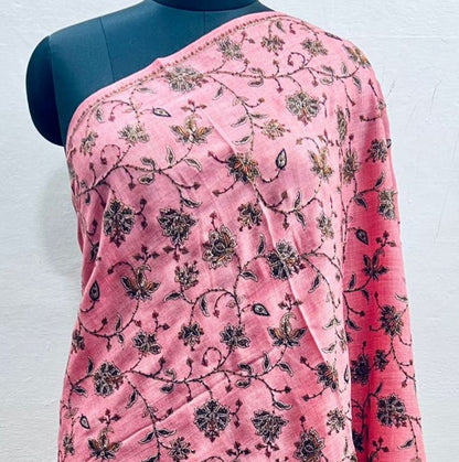 Pink floral Shawl on a mannequin against a white background