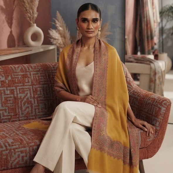 Kani Shawl in yellow