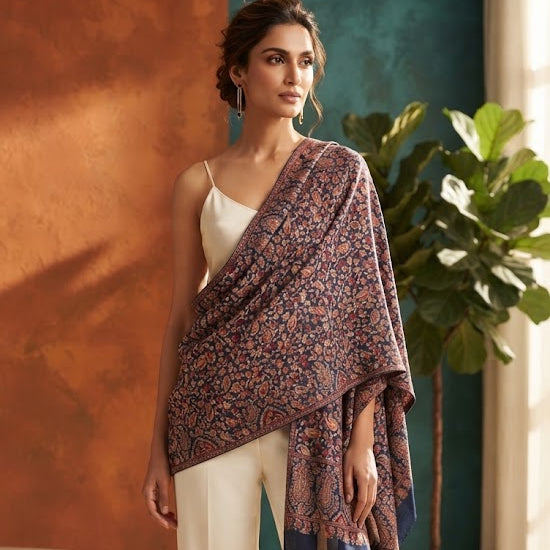 Midnight Navy bLue Kani Wool Shawl
