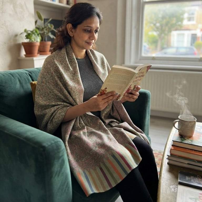 Mint and rose kani shawl
