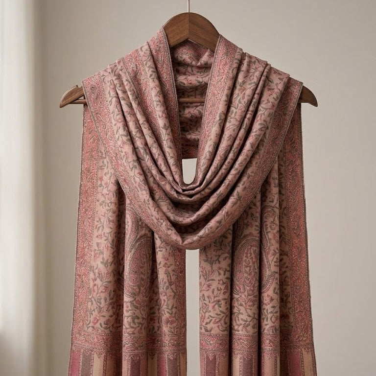 Magenta pink kani wool stole
