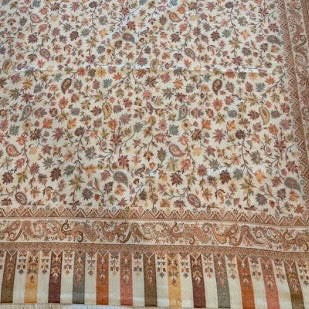 Cream Kani Wool Shawl - All-Over Floral Design for Everyday Wear