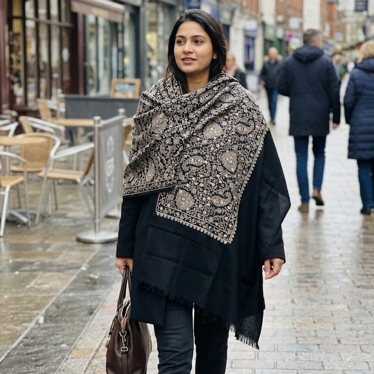 Black Jaal Shawl
