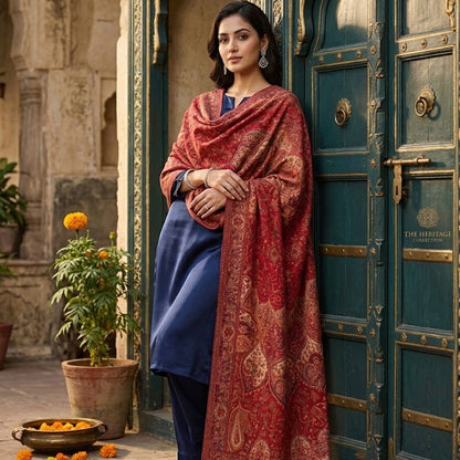 Kalamkari Kani Shawl in Pink