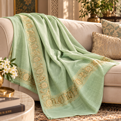 Sage Green Tilla Border Shawl