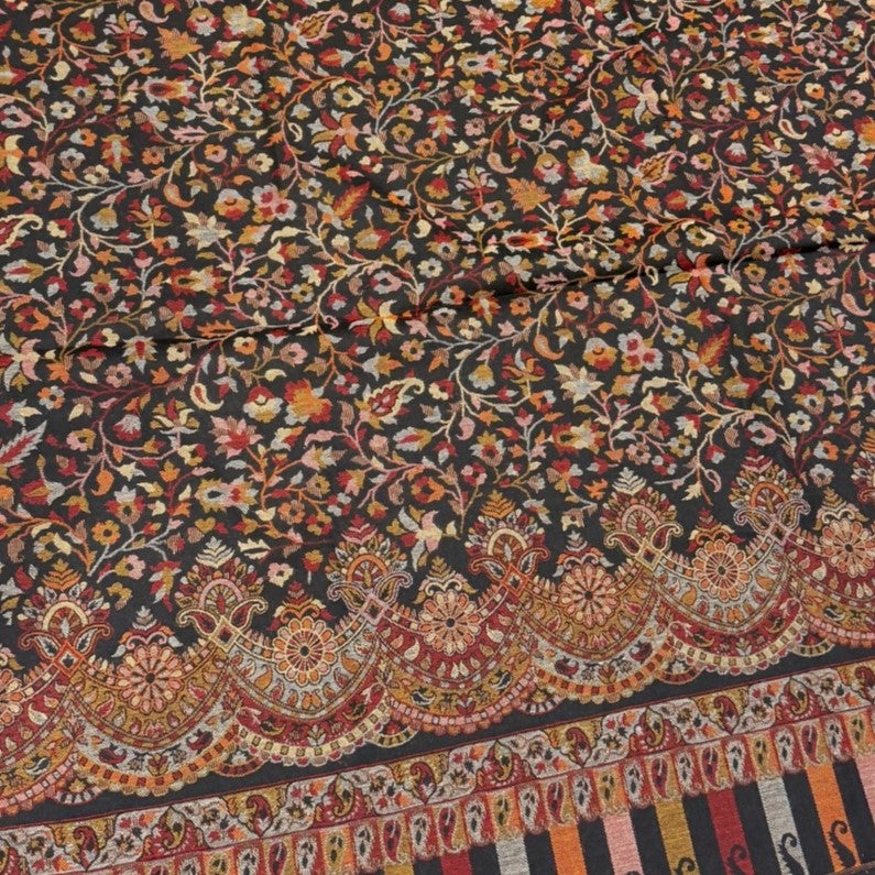Black Multifloral Kani Shawl close up print