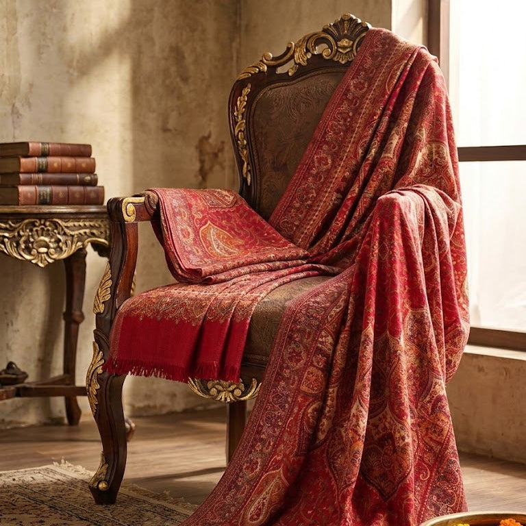 Kalamkari Kani Shawl in Pink