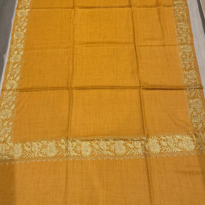 Mustard tilla work shawl 