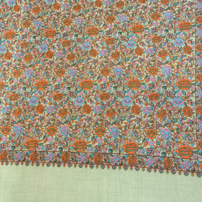 Sozni wool shawl in sage green