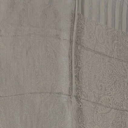 WOMENS SILK STOLE IN SELF DESIGN - SOFT SILVERY GREY & BEIGE